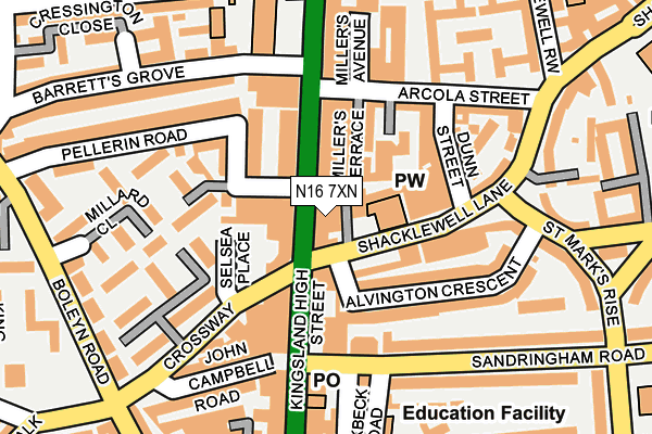 N16 7XN map - OS OpenMap – Local (Ordnance Survey)