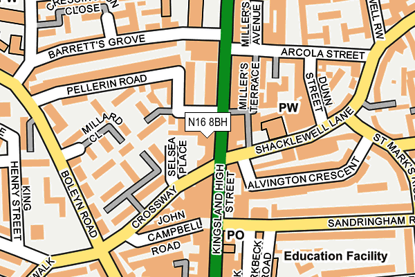 N16 8BH map - OS OpenMap – Local (Ordnance Survey)