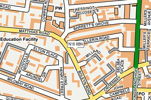 N16 8BN map - OS OpenMap – Local (Ordnance Survey)