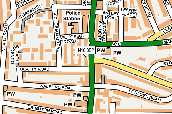 N16 8BP map - OS OpenMap – Local (Ordnance Survey)