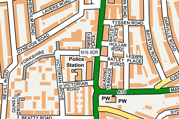 N16 8DR map - OS OpenMap – Local (Ordnance Survey)