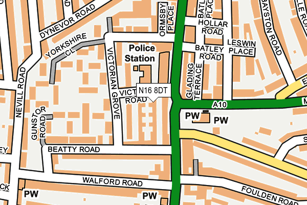 N16 8DT map - OS OpenMap – Local (Ordnance Survey)
