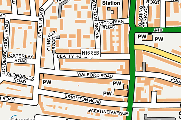 N16 8EB map - OS OpenMap – Local (Ordnance Survey)