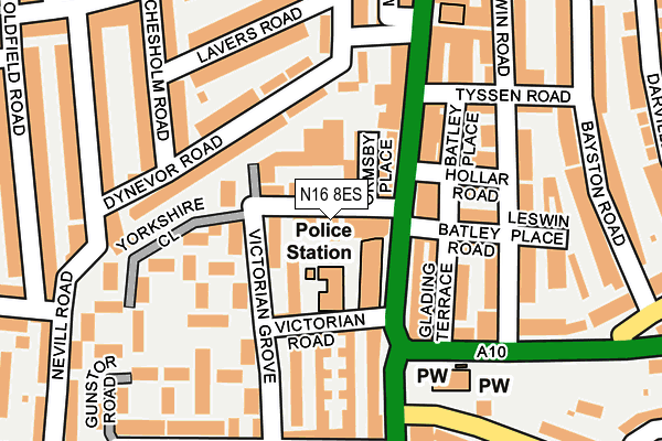 N16 8ES map - OS OpenMap – Local (Ordnance Survey)