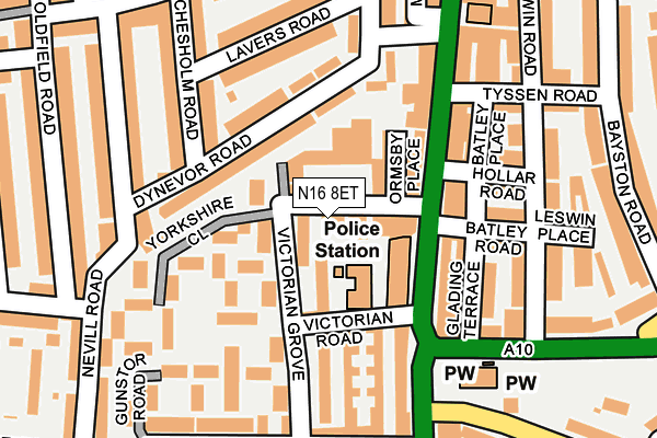 N16 8ET map - OS OpenMap – Local (Ordnance Survey)