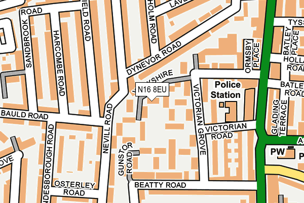 N16 8EU map - OS OpenMap – Local (Ordnance Survey)
