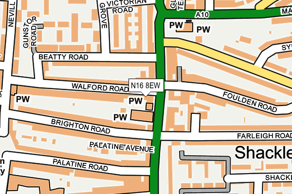 N16 8EW map - OS OpenMap – Local (Ordnance Survey)