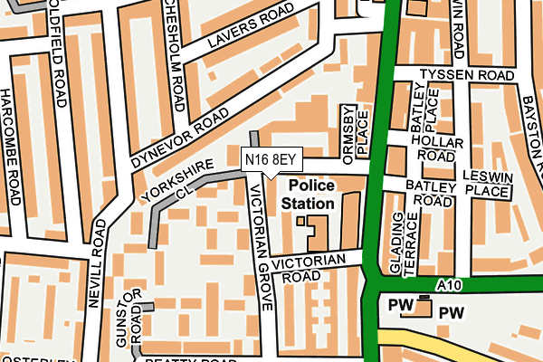 N16 8EY map - OS OpenMap – Local (Ordnance Survey)