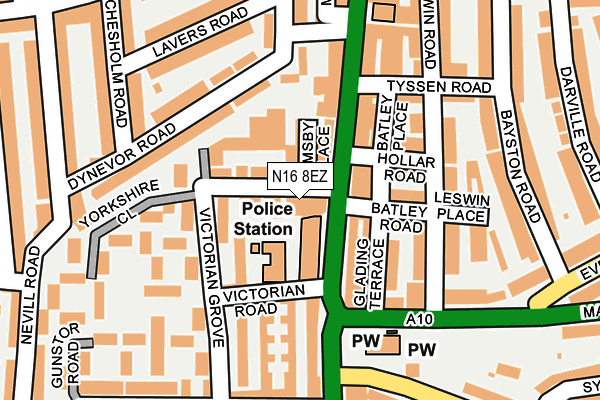 N16 8EZ map - OS OpenMap – Local (Ordnance Survey)