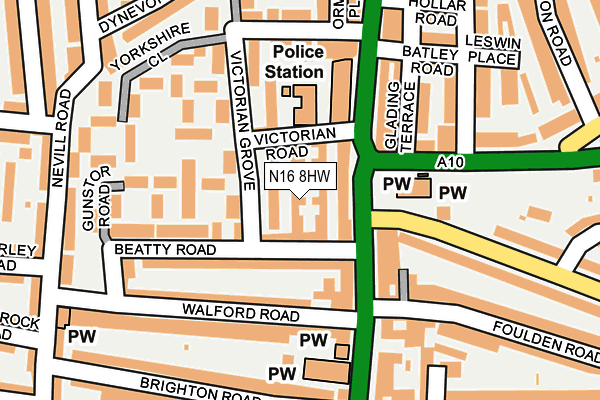 N16 8HW map - OS OpenMap – Local (Ordnance Survey)