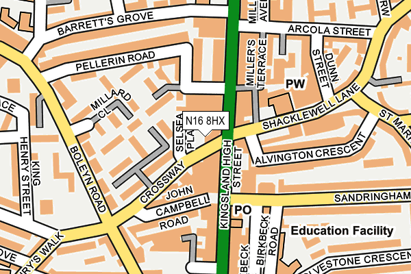 N16 8HX map - OS OpenMap – Local (Ordnance Survey)