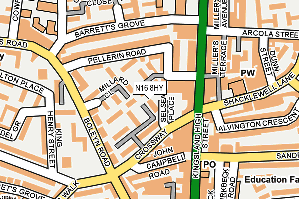N16 8HY map - OS OpenMap – Local (Ordnance Survey)