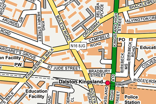 N16 8JG map - OS OpenMap – Local (Ordnance Survey)
