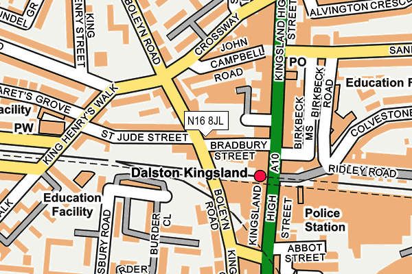 N16 8JL map - OS OpenMap – Local (Ordnance Survey)