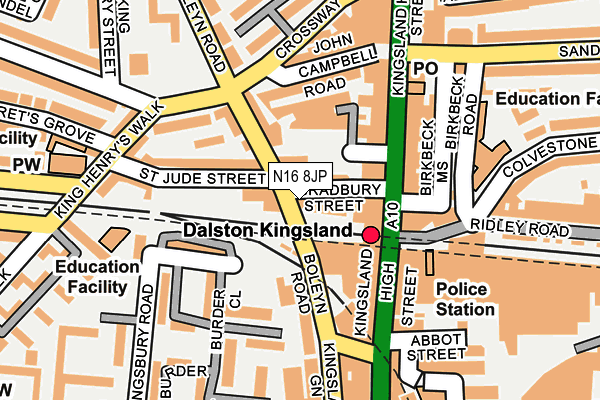 N16 8JP map - OS OpenMap – Local (Ordnance Survey)