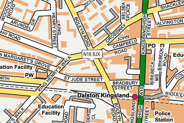 N16 8JX map - OS OpenMap – Local (Ordnance Survey)