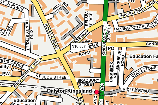 N16 8JY map - OS OpenMap – Local (Ordnance Survey)