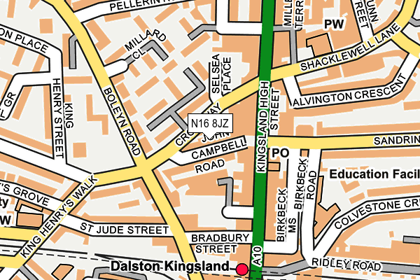 N16 8JZ map - OS OpenMap – Local (Ordnance Survey)