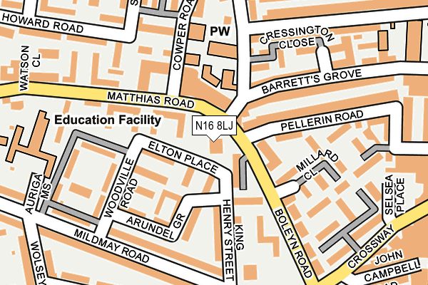 N16 8LJ map - OS OpenMap – Local (Ordnance Survey)