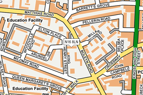 N16 8LN map - OS OpenMap – Local (Ordnance Survey)