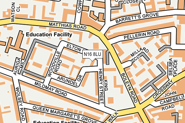 N16 8LU map - OS OpenMap – Local (Ordnance Survey)