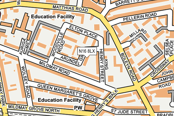 N16 8LX map - OS OpenMap – Local (Ordnance Survey)