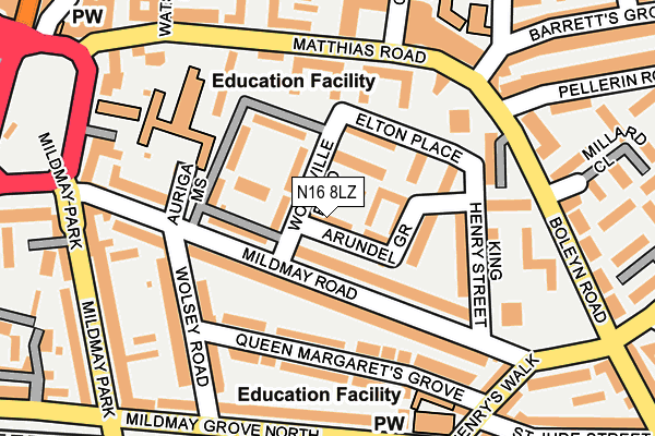 N16 8LZ map - OS OpenMap – Local (Ordnance Survey)