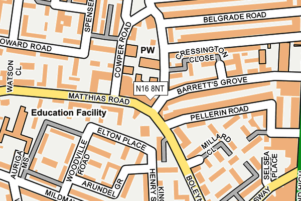 N16 8NT map - OS OpenMap – Local (Ordnance Survey)
