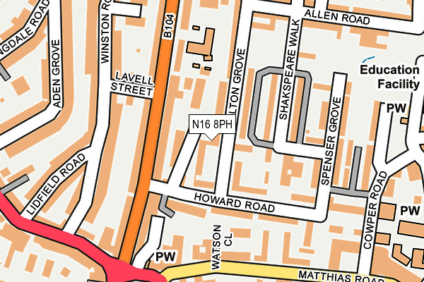 N16 8PH map - OS OpenMap – Local (Ordnance Survey)