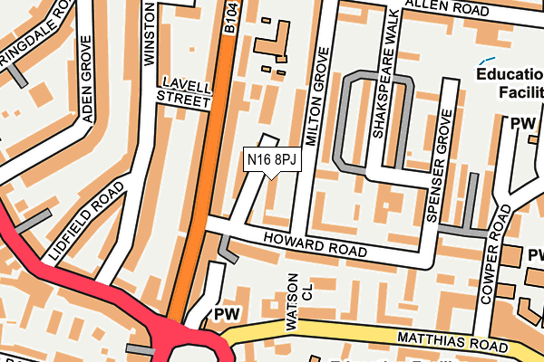 N16 8PJ map - OS OpenMap – Local (Ordnance Survey)