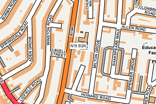 N16 8QN map - OS OpenMap – Local (Ordnance Survey)