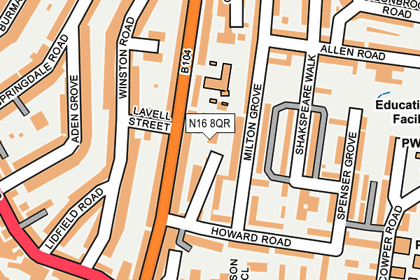 N16 8QR map - OS OpenMap – Local (Ordnance Survey)