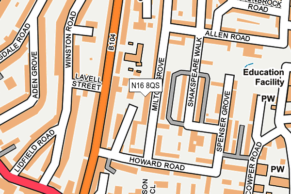 N16 8QS map - OS OpenMap – Local (Ordnance Survey)