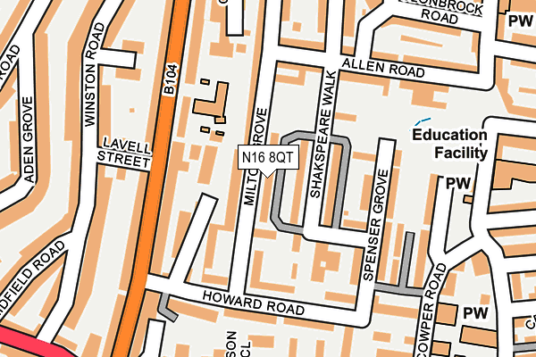 N16 8QT map - OS OpenMap – Local (Ordnance Survey)