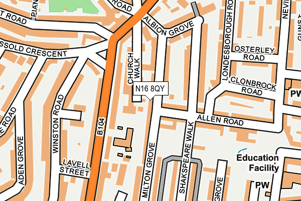 N16 8QY map - OS OpenMap – Local (Ordnance Survey)