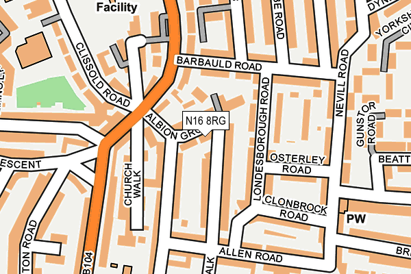 N16 8RG map - OS OpenMap – Local (Ordnance Survey)