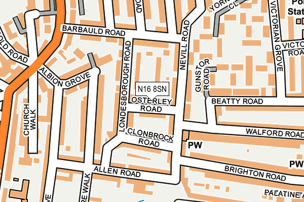N16 8SN map - OS OpenMap – Local (Ordnance Survey)