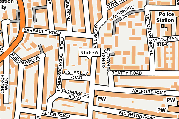 N16 8SW map - OS OpenMap – Local (Ordnance Survey)