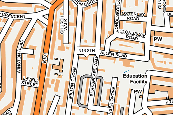 N16 8TH map - OS OpenMap – Local (Ordnance Survey)