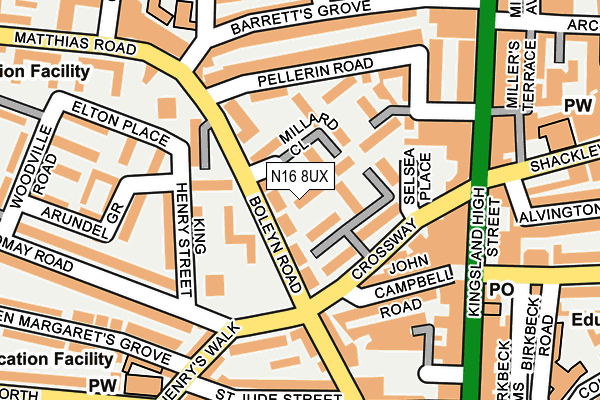 N16 8UX map - OS OpenMap – Local (Ordnance Survey)