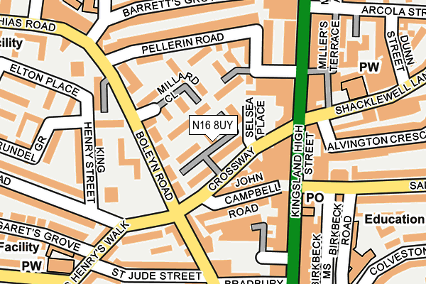 N16 8UY map - OS OpenMap – Local (Ordnance Survey)