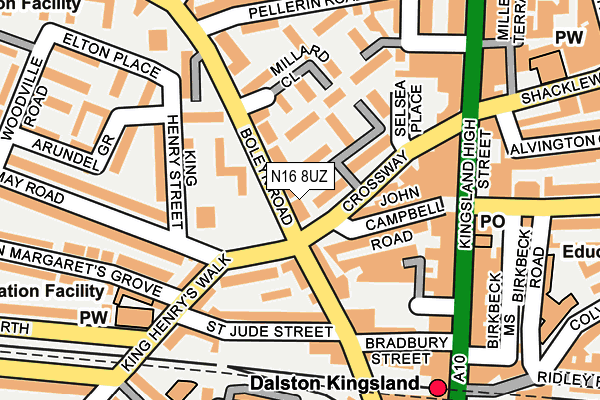 N16 8UZ map - OS OpenMap – Local (Ordnance Survey)