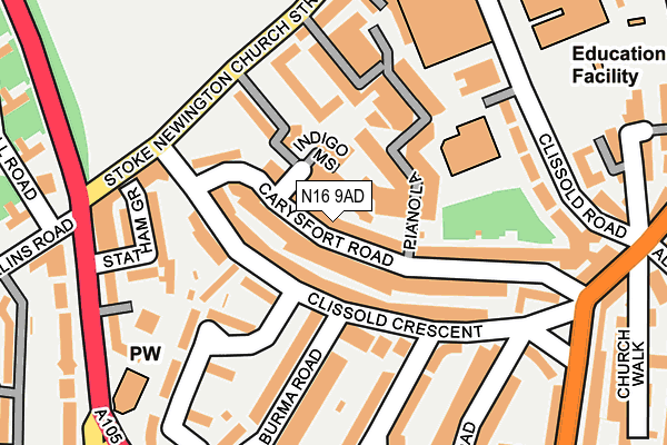 N16 9AD map - OS OpenMap – Local (Ordnance Survey)