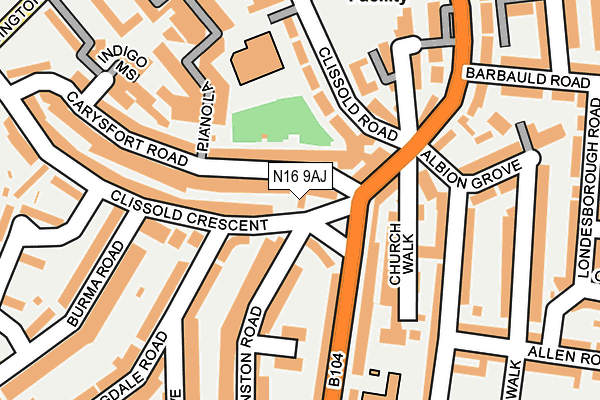 N16 9AJ map - OS OpenMap – Local (Ordnance Survey)