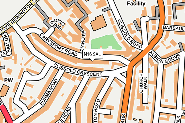 N16 9AL map - OS OpenMap – Local (Ordnance Survey)