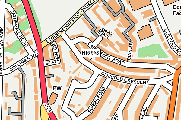 N16 9AS map - OS OpenMap – Local (Ordnance Survey)
