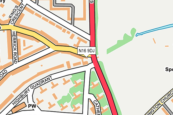 N16 9DJ map - OS OpenMap – Local (Ordnance Survey)