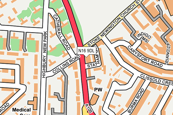 N16 9DL map - OS OpenMap – Local (Ordnance Survey)