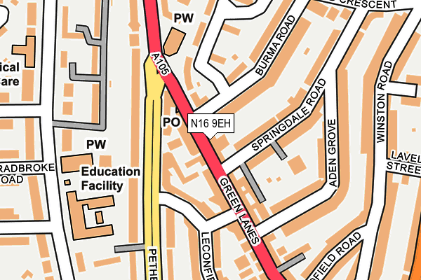 N16 9EH map - OS OpenMap – Local (Ordnance Survey)