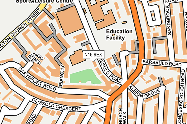 N16 9EX map - OS OpenMap – Local (Ordnance Survey)